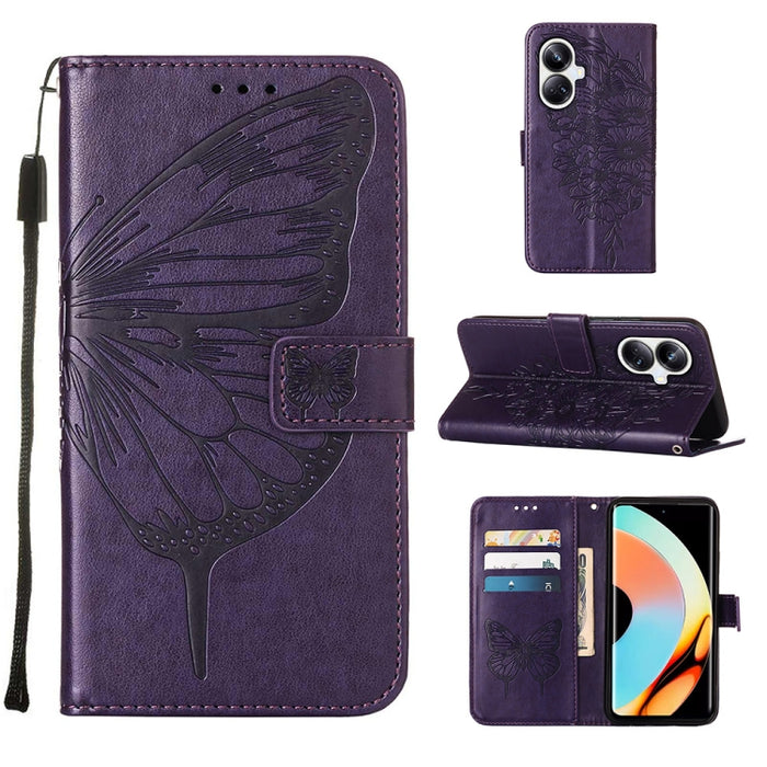 Estuche para teléfono de cuero con mariposa en relieve, For OnePlus Ace 2 5G / 11R 5G, For Motorola Moto G Stylus 5G 2023, For Realme 10 4G, For Realme 10 Pro 5G, For Realme 10 Pro+ 5G, For Realme C55, For Realme GT Neo 5 5G / GT3                      ...