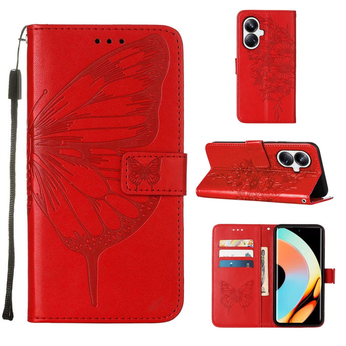 Estuche para teléfono de cuero con mariposa en relieve, For OnePlus Ace 2 5G / 11R 5G, For Motorola Moto G Stylus 5G 2023, For Realme 10 4G, For Realme 10 Pro 5G, For Realme 10 Pro+ 5G, For Realme C55, For Realme GT Neo 5 5G / GT3                      ...
