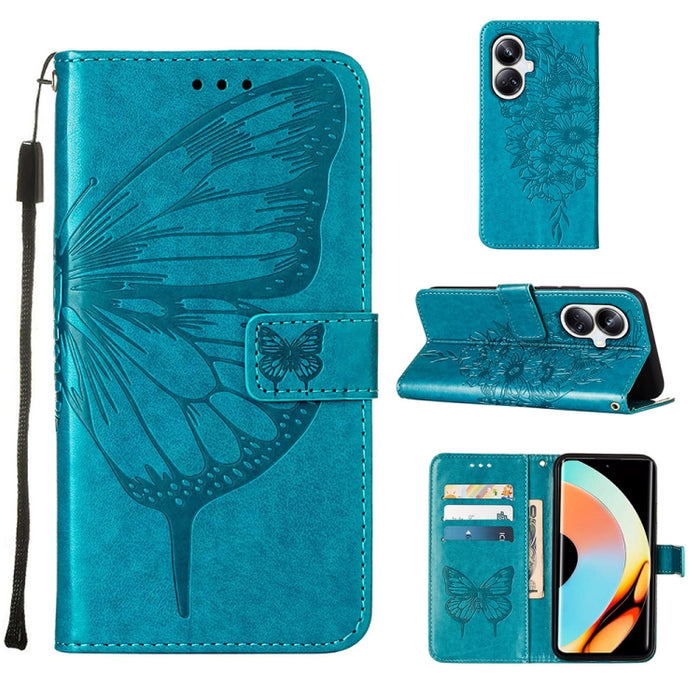 Estuche para teléfono de cuero con mariposa en relieve, For OnePlus Ace 2 5G / 11R 5G, For Motorola Moto G Stylus 5G 2023, For Realme 10 4G, For Realme 10 Pro 5G, For Realme 10 Pro+ 5G, For Realme C55, For Realme GT Neo 5 5G / GT3                      ...