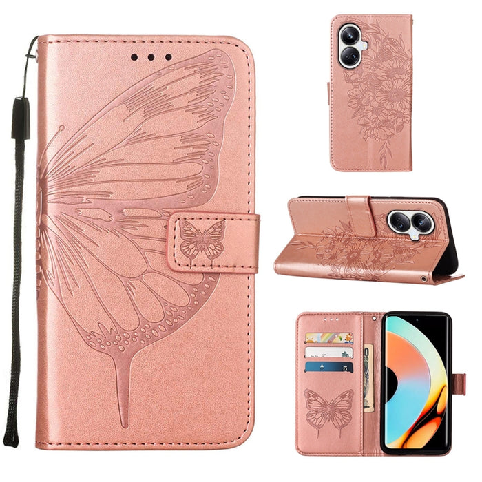 Estuche para teléfono de cuero con mariposa en relieve, For OnePlus Ace 2 5G / 11R 5G, For Motorola Moto G Stylus 5G 2023, For Realme 10 4G, For Realme 10 Pro 5G, For Realme 10 Pro+ 5G, For Realme C55, For Realme GT Neo 5 5G / GT3                      ...