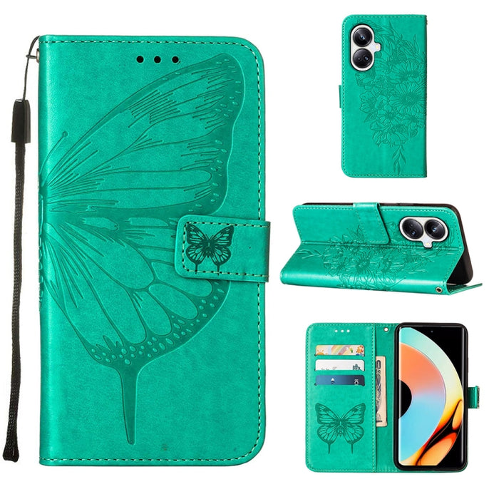 Estuche para teléfono de cuero con mariposa en relieve, For OnePlus Ace 2 5G / 11R 5G, For Motorola Moto G Stylus 5G 2023, For Realme 10 4G, For Realme 10 Pro 5G, For Realme 10 Pro+ 5G, For Realme C55, For Realme GT Neo 5 5G / GT3                      ...