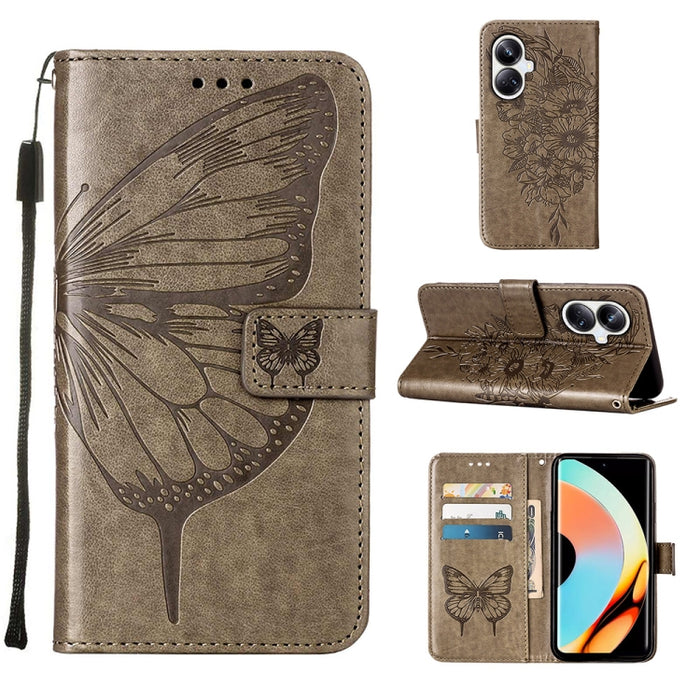 Estuche para teléfono de cuero con mariposa en relieve, For OnePlus Ace 2 5G / 11R 5G, For Motorola Moto G Stylus 5G 2023, For Realme 10 4G, For Realme 10 Pro 5G, For Realme 10 Pro+ 5G, For Realme C55, For Realme GT Neo 5 5G / GT3                      ...