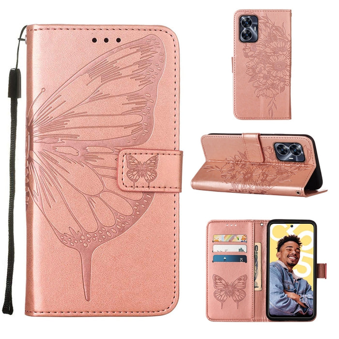 Estuche para teléfono de cuero con mariposa en relieve, For OnePlus Ace 2 5G / 11R 5G, For Motorola Moto G Stylus 5G 2023, For Realme 10 4G, For Realme 10 Pro 5G, For Realme 10 Pro+ 5G, For Realme C55, For Realme GT Neo 5 5G / GT3                      ...