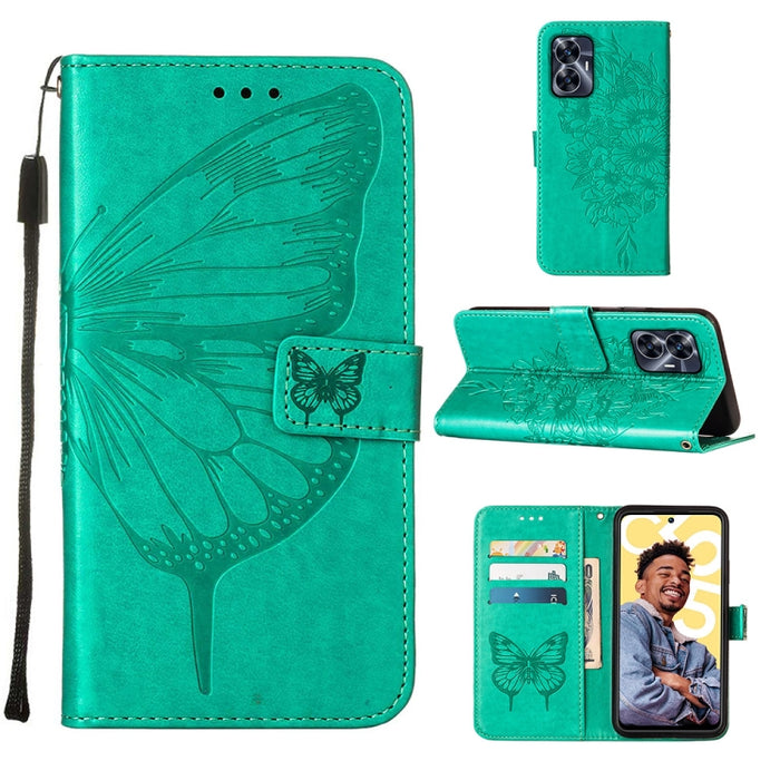 Estuche para teléfono de cuero con mariposa en relieve, For OnePlus Ace 2 5G / 11R 5G, For Motorola Moto G Stylus 5G 2023, For Realme 10 4G, For Realme 10 Pro 5G, For Realme 10 Pro+ 5G, For Realme C55, For Realme GT Neo 5 5G / GT3                      ...