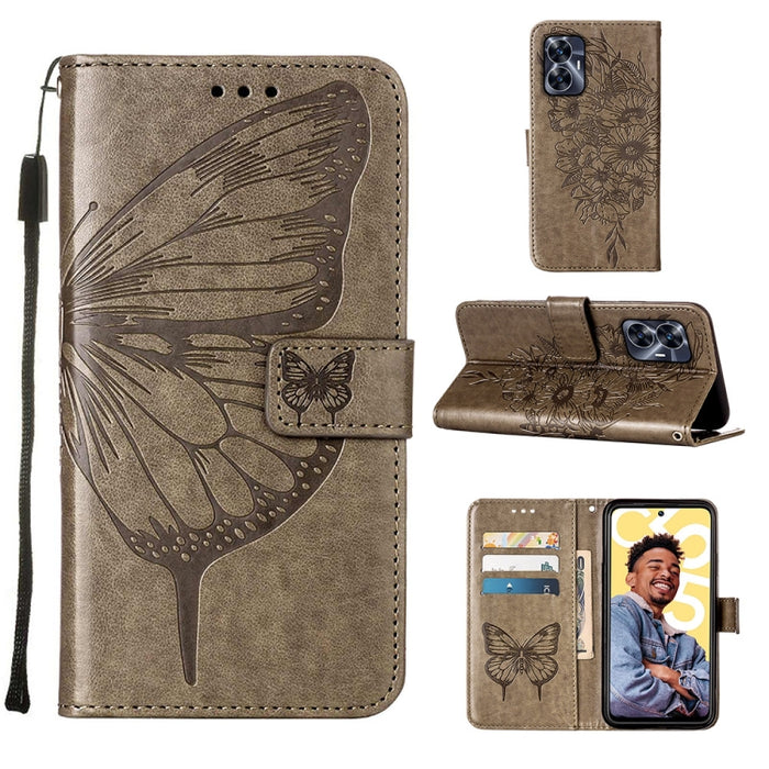 Estuche para teléfono de cuero con mariposa en relieve, For OnePlus Ace 2 5G / 11R 5G, For Motorola Moto G Stylus 5G 2023, For Realme 10 4G, For Realme 10 Pro 5G, For Realme 10 Pro+ 5G, For Realme C55, For Realme GT Neo 5 5G / GT3                      ...