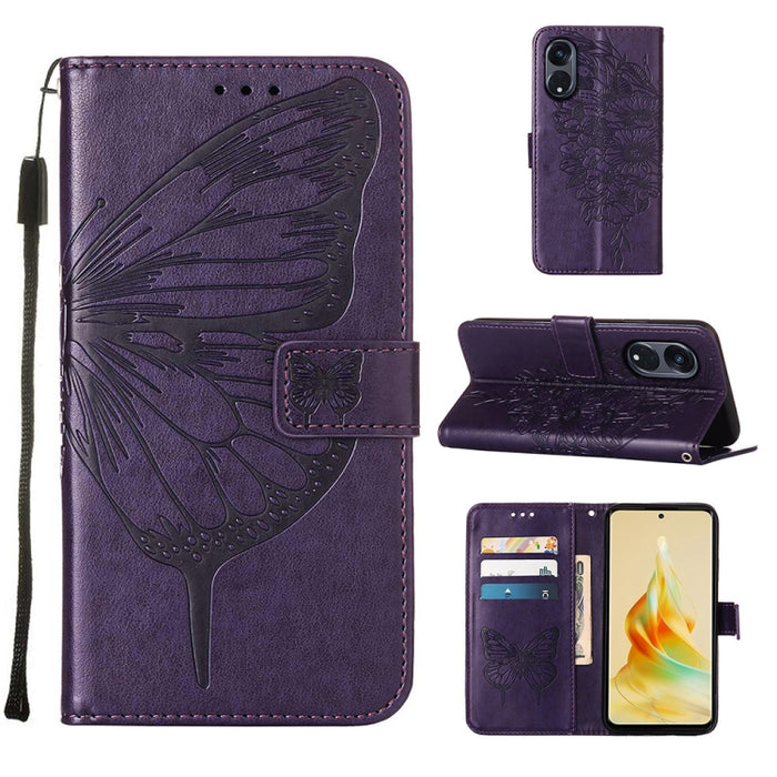 Estuche para teléfono de cuero con mariposa en relieve, For OnePlus Ace 2 5G / 11R 5G, For Motorola Moto G Stylus 5G 2023, For Realme 10 4G, For Realme 10 Pro 5G, For Realme 10 Pro+ 5G, For Realme C55, For Realme GT Neo 5 5G / GT3                      ...