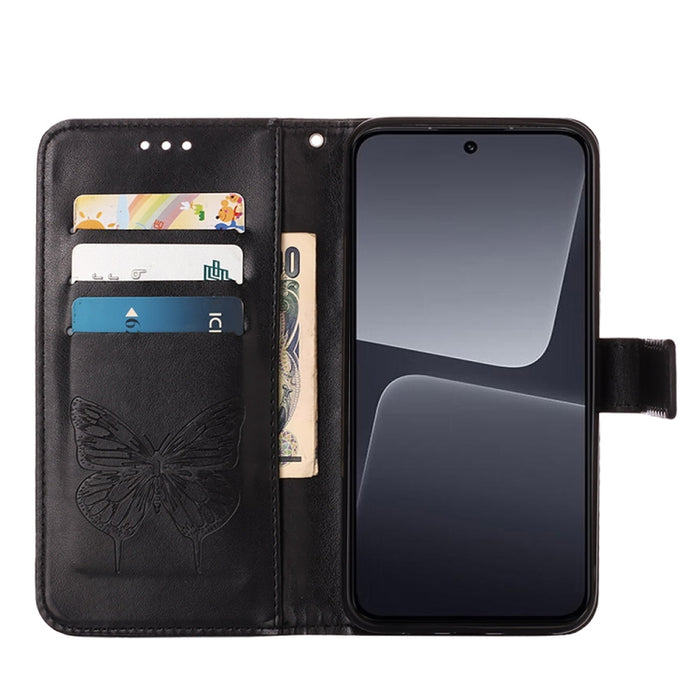 Estuche para teléfono de cuero con mariposa en relieve, For Xiaomi 13 Pro, For Xiaomi Poco X5 Pro 5G / Redmi Note 12 Pro Speed