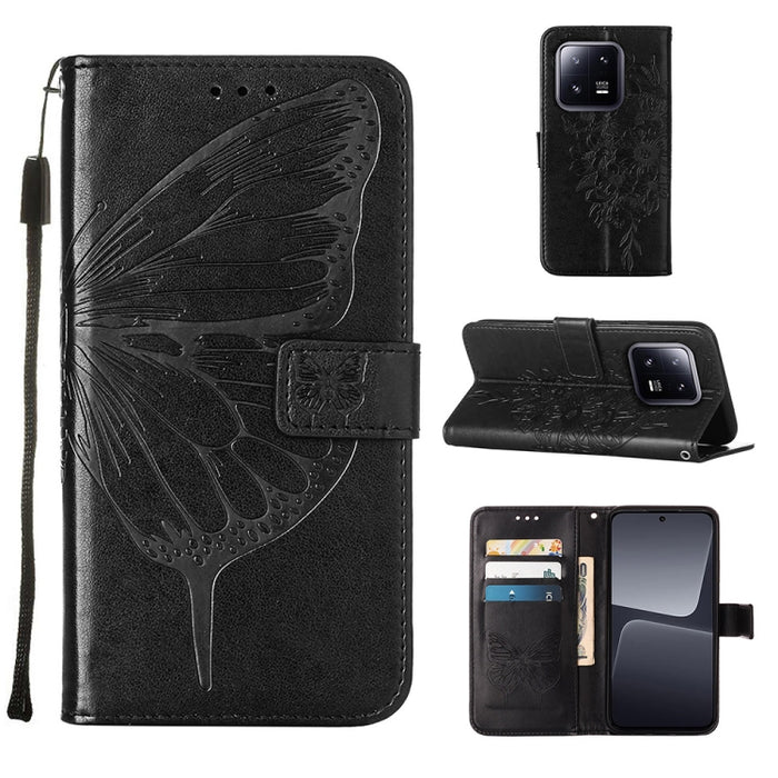 Estuche para teléfono de cuero con mariposa en relieve, For Xiaomi 13 Pro, For Xiaomi Poco X5 Pro 5G / Redmi Note 12 Pro Speed