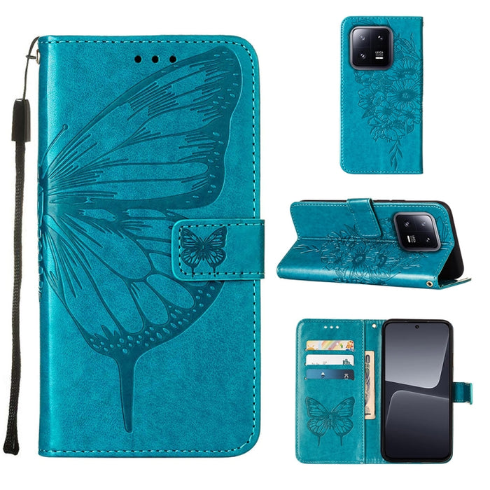 Estuche para teléfono de cuero con mariposa en relieve, For Xiaomi 13 Pro, For Xiaomi Poco X5 Pro 5G / Redmi Note 12 Pro Speed