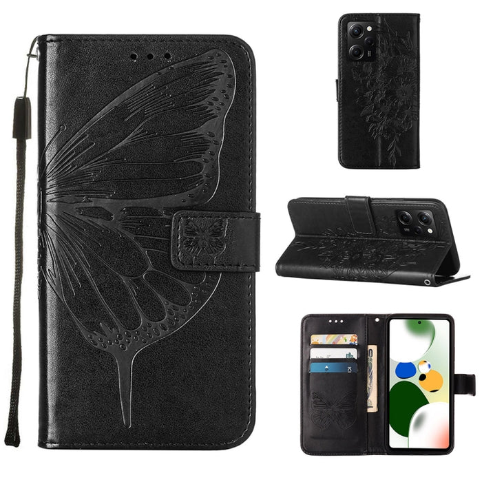 Estuche para teléfono de cuero con mariposa en relieve, For Xiaomi 13 Pro, For Xiaomi Poco X5 Pro 5G / Redmi Note 12 Pro Speed