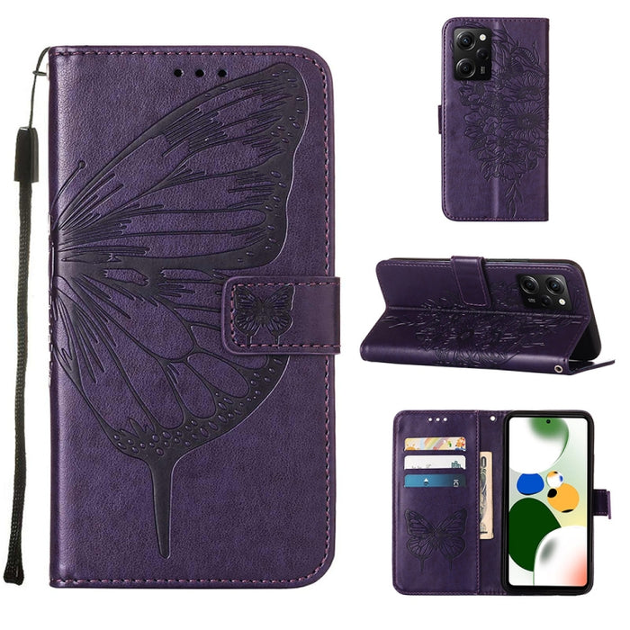 Estuche para teléfono de cuero con mariposa en relieve, For Xiaomi 13 Pro, For Xiaomi Poco X5 Pro 5G / Redmi Note 12 Pro Speed
