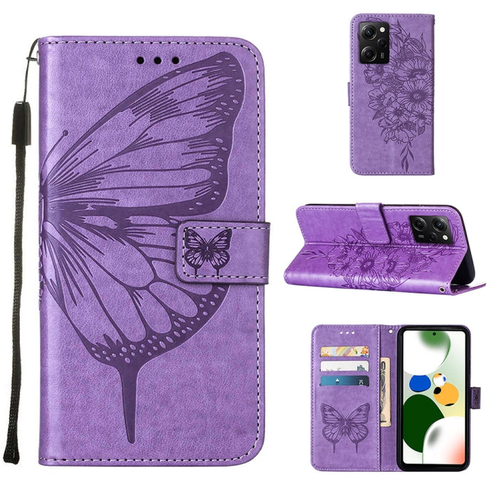 Estuche para teléfono de cuero con mariposa en relieve, For Xiaomi 13 Pro, For Xiaomi Poco X5 Pro 5G / Redmi Note 12 Pro Speed