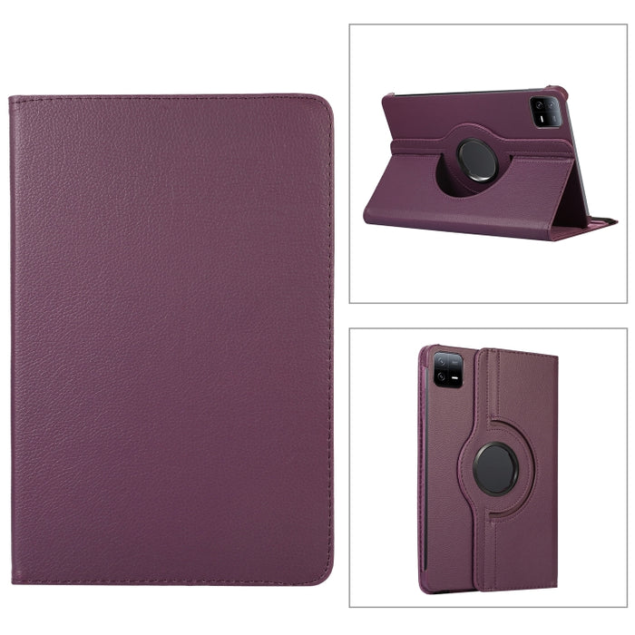 Estuche para tableta de cuero con textura Litchi con rotación de 360 grados, For Xiaomi Pad 6 / Pad 6 Pro