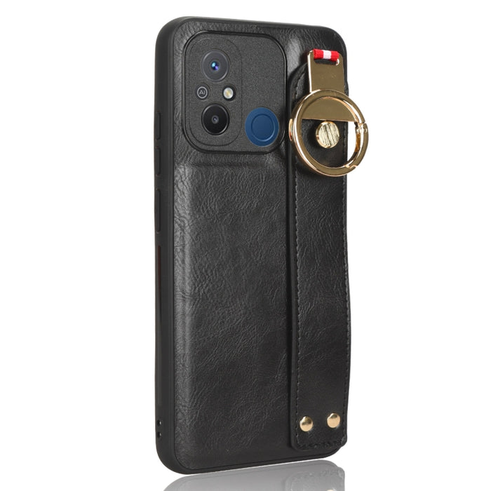 Funda trasera de cuero con muñequera, For Xiaomi Redmi 12C / Poco C55, For Xiaomi Redmi K60 / K60 Pro