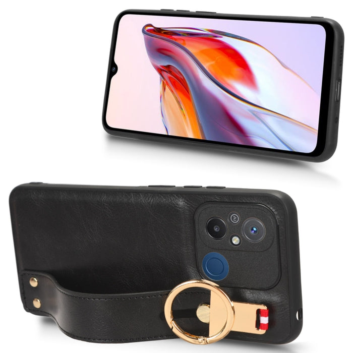 Funda trasera de cuero con muñequera, For Xiaomi Redmi 12C / Poco C55, For Xiaomi Redmi K60 / K60 Pro