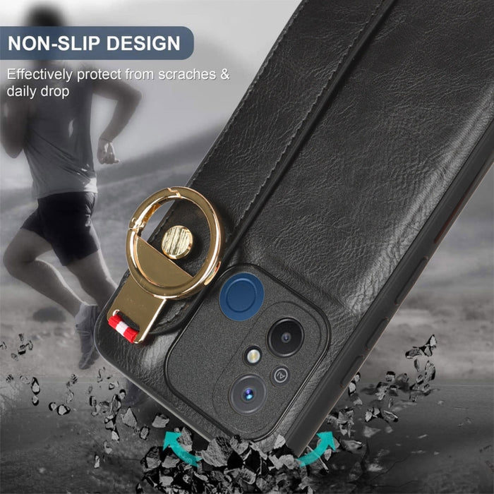 Funda trasera de cuero con muñequera, For Xiaomi Redmi 12C / Poco C55, For Xiaomi Redmi K60 / K60 Pro