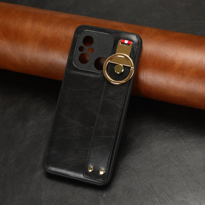 Funda trasera de cuero con muñequera, For Xiaomi Redmi 12C / Poco C55, For Xiaomi Redmi K60 / K60 Pro