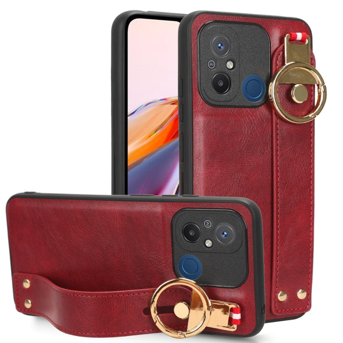 Funda trasera de cuero con muñequera, For Xiaomi Redmi 12C / Poco C55, For Xiaomi Redmi K60 / K60 Pro