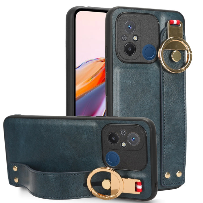 Funda trasera de cuero con muñequera, For Xiaomi Redmi 12C / Poco C55, For Xiaomi Redmi K60 / K60 Pro