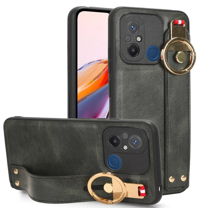 Funda trasera de cuero con muñequera, For Xiaomi Redmi 12C / Poco C55, For Xiaomi Redmi K60 / K60 Pro