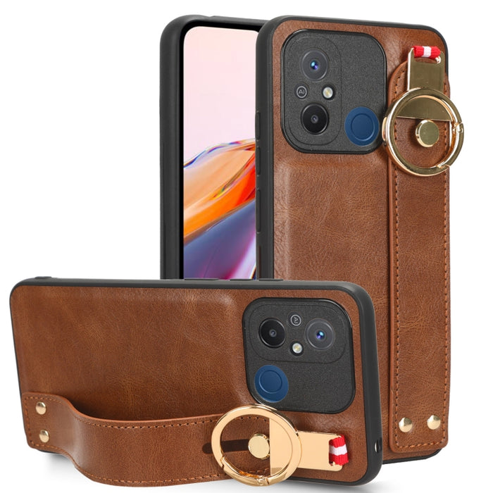 Funda trasera de cuero con muñequera, For Xiaomi Redmi 12C / Poco C55, For Xiaomi Redmi K60 / K60 Pro