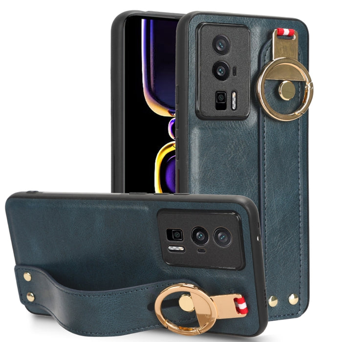 Funda trasera de cuero con muñequera, For Xiaomi Redmi 12C / Poco C55, For Xiaomi Redmi K60 / K60 Pro