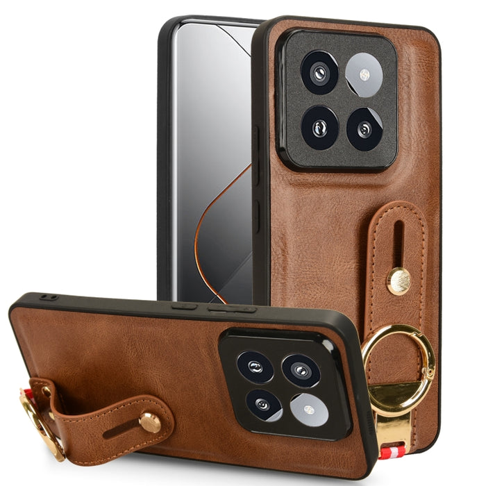 Funda trasera de cuero con muñequera, For Xiaomi Poco M6 Pro 4G, For Xiaomi Redmi Note 13 Pro 4G, For Xiaomi Redmi A3, For Xiaomi Poco X6 Pro/Redmi K70E, For Xiaomi 14 Ultra, For Xiaomi Redmi 13C 4G/Poco C65, For Xiaomi 14 Pro, For Xiaomi 14           ...