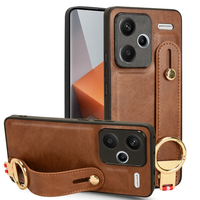 Funda trasera de cuero con muñequera, For Xiaomi Poco M6 Pro 4G, For Xiaomi Redmi Note 13 Pro 4G, For Xiaomi Redmi A3, For Xiaomi Poco X6 Pro/Redmi K70E, For Xiaomi 14 Ultra, For Xiaomi Redmi 13C 4G/Poco C65, For Xiaomi 14 Pro, For Xiaomi 14           ...