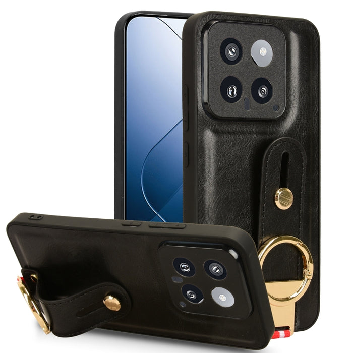 Funda trasera de cuero con muñequera, For Xiaomi Poco M6 Pro 4G, For Xiaomi Redmi Note 13 Pro 4G, For Xiaomi Redmi A3, For Xiaomi Poco X6 Pro/Redmi K70E, For Xiaomi 14 Ultra, For Xiaomi Redmi 13C 4G/Poco C65, For Xiaomi 14 Pro, For Xiaomi 14           ...