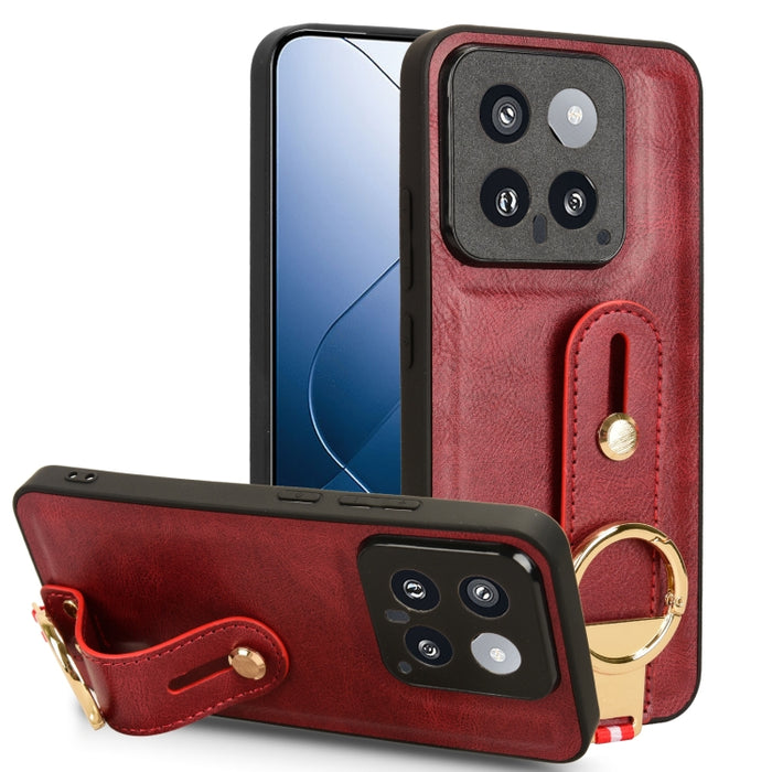 Funda trasera de cuero con muñequera, For Xiaomi Poco M6 Pro 4G, For Xiaomi Redmi Note 13 Pro 4G, For Xiaomi Redmi A3, For Xiaomi Poco X6 Pro/Redmi K70E, For Xiaomi 14 Ultra, For Xiaomi Redmi 13C 4G/Poco C65, For Xiaomi 14 Pro, For Xiaomi 14           ...