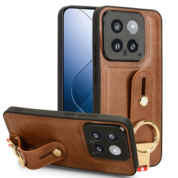Funda trasera de cuero con muñequera, For Xiaomi Poco M6 Pro 4G, For Xiaomi Redmi Note 13 Pro 4G, For Xiaomi Redmi A3, For Xiaomi Poco X6 Pro/Redmi K70E, For Xiaomi 14 Ultra, For Xiaomi Redmi 13C 4G/Poco C65, For Xiaomi 14 Pro, For Xiaomi 14           ...