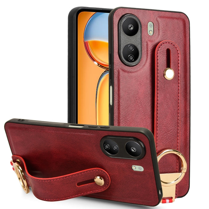Funda trasera de cuero con muñequera, For Xiaomi Poco M6 Pro 4G, For Xiaomi Redmi Note 13 Pro 4G, For Xiaomi Redmi A3, For Xiaomi Poco X6 Pro/Redmi K70E, For Xiaomi 14 Ultra, For Xiaomi Redmi 13C 4G/Poco C65, For Xiaomi 14 Pro, For Xiaomi 14           ...