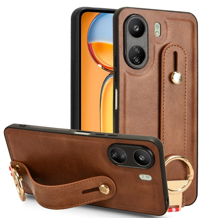 Funda trasera de cuero con muñequera, For Xiaomi Poco M6 Pro 4G, For Xiaomi Redmi Note 13 Pro 4G, For Xiaomi Redmi A3, For Xiaomi Poco X6 Pro/Redmi K70E, For Xiaomi 14 Ultra, For Xiaomi Redmi 13C 4G/Poco C65, For Xiaomi 14 Pro, For Xiaomi 14           ...