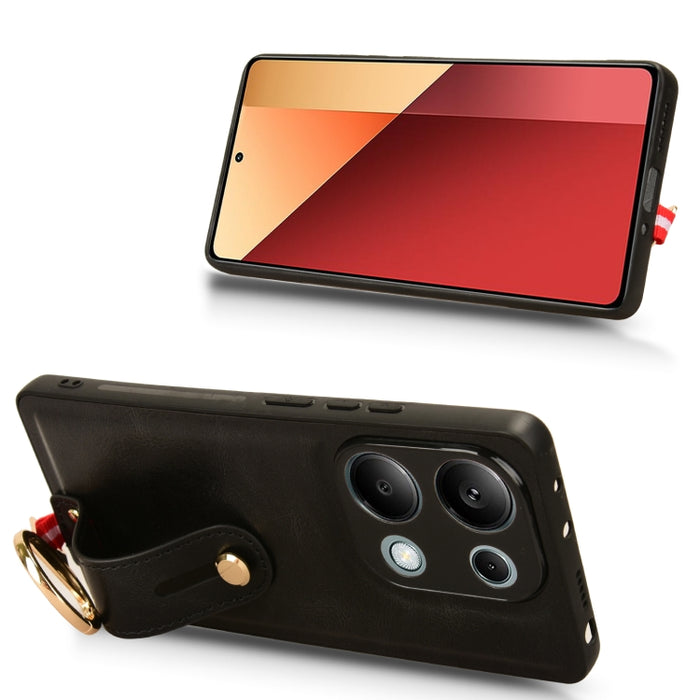 Funda trasera de cuero con muñequera, For Xiaomi Poco M6 Pro 4G, For Xiaomi Redmi Note 13 Pro 4G, For Xiaomi Redmi A3, For Xiaomi Poco X6 Pro/Redmi K70E, For Xiaomi 14 Ultra, For Xiaomi Redmi 13C 4G/Poco C65, For Xiaomi 14 Pro, For Xiaomi 14           ...