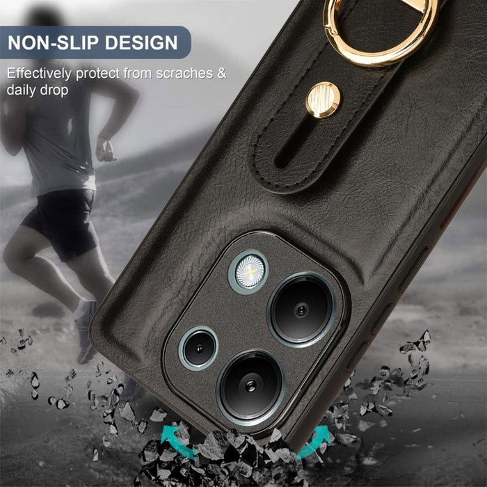 Funda trasera de cuero con muñequera, For Xiaomi Poco M6 Pro 4G, For Xiaomi Redmi Note 13 Pro 4G, For Xiaomi Redmi A3, For Xiaomi Poco X6 Pro/Redmi K70E, For Xiaomi 14 Ultra, For Xiaomi Redmi 13C 4G/Poco C65, For Xiaomi 14 Pro, For Xiaomi 14           ...