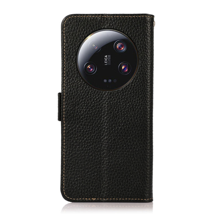 KHAZNEH Side-Magnetic Litchi Genuine Leather RFID Phone Case, For Xiaomi 13 Ultra, For Asus ROG Phone 7