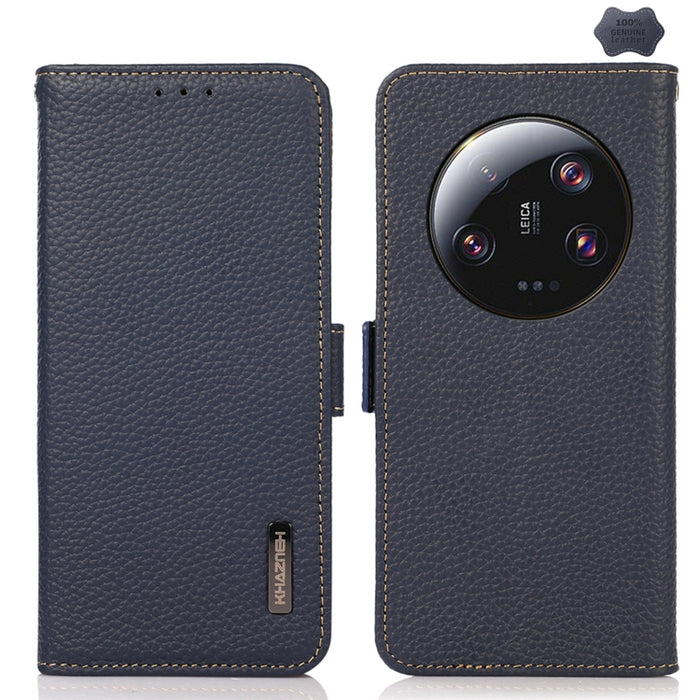 KHAZNEH Side-Magnetic Litchi Genuine Leather RFID Phone Case, For Xiaomi 13 Ultra, For Asus ROG Phone 7