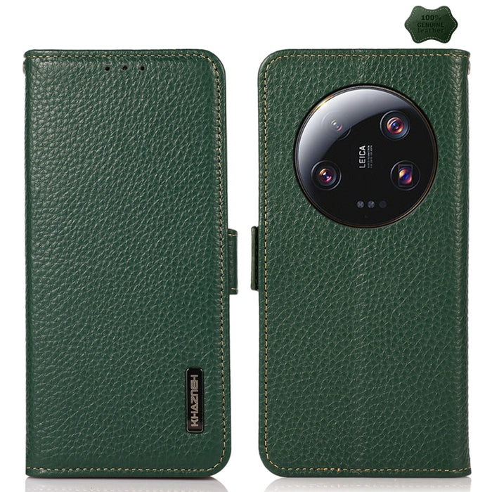 KHAZNEH Side-Magnetic Litchi Genuine Leather RFID Phone Case, For Xiaomi 13 Ultra, For Asus ROG Phone 7