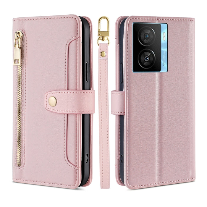 Estuche para teléfono de cuero con cremallera cruzada con textura de oveja, For vivo iQOO Z7x, For OPPO A55S 5G, For Realme GT Neo5 SE, For Xiaomi Redmi Note 12 Turbo, For Kyocera Digno SX3-KYG02, For Nokia C12, For Nokia C22, For Nokia C32            ...