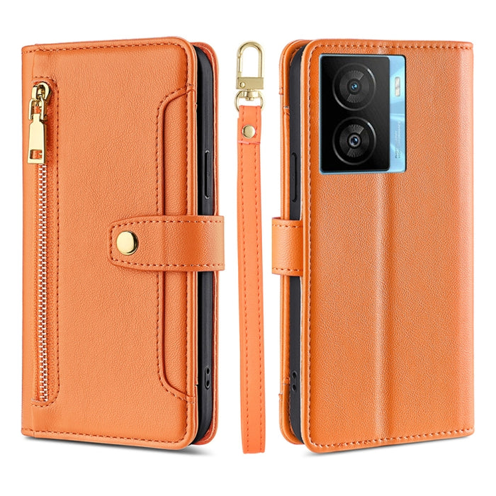 Estuche para teléfono de cuero con cremallera cruzada con textura de oveja, For vivo iQOO Z7x, For OPPO A55S 5G, For Realme GT Neo5 SE, For Xiaomi Redmi Note 12 Turbo, For Kyocera Digno SX3-KYG02, For Nokia C12, For Nokia C22, For Nokia C32            ...