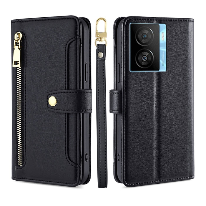 Estuche para teléfono de cuero con cremallera cruzada con textura de oveja, For vivo iQOO Z7x, For OPPO A55S 5G, For Realme GT Neo5 SE, For Xiaomi Redmi Note 12 Turbo, For Kyocera Digno SX3-KYG02, For Nokia C12, For Nokia C22, For Nokia C32            ...