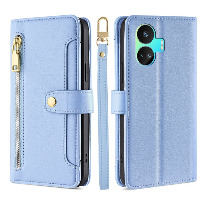 Estuche para teléfono de cuero con cremallera cruzada con textura de oveja, For vivo iQOO Z7x, For OPPO A55S 5G, For Realme GT Neo5 SE, For Xiaomi Redmi Note 12 Turbo, For Kyocera Digno SX3-KYG02, For Nokia C12, For Nokia C22, For Nokia C32            ...