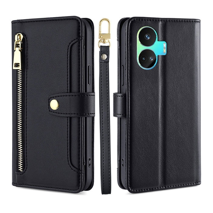 Estuche para teléfono de cuero con cremallera cruzada con textura de oveja, For vivo iQOO Z7x, For OPPO A55S 5G, For Realme GT Neo5 SE, For Xiaomi Redmi Note 12 Turbo, For Kyocera Digno SX3-KYG02, For Nokia C12, For Nokia C22, For Nokia C32            ...