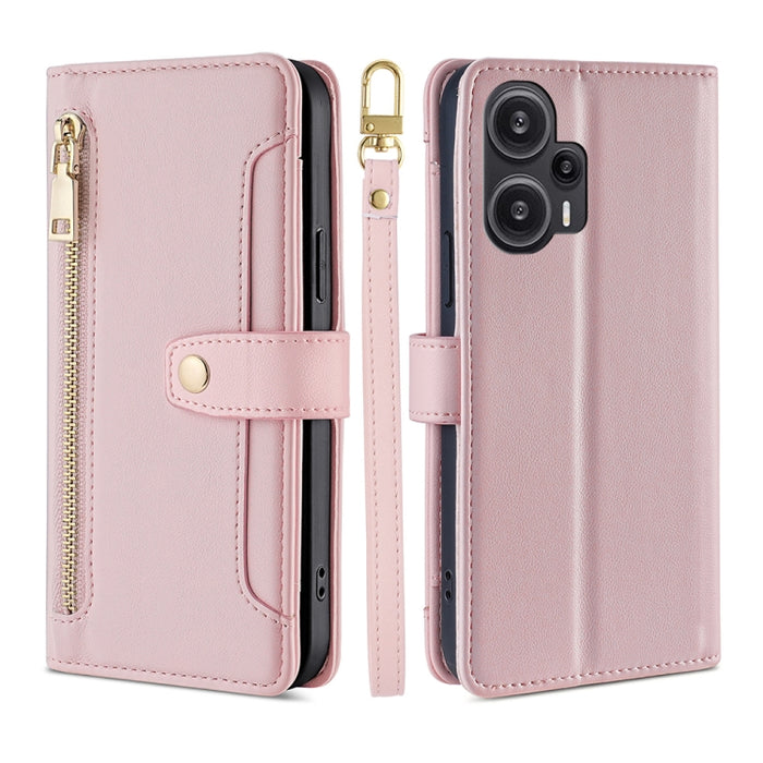 Estuche para teléfono de cuero con cremallera cruzada con textura de oveja, For vivo iQOO Z7x, For OPPO A55S 5G, For Realme GT Neo5 SE, For Xiaomi Redmi Note 12 Turbo, For Kyocera Digno SX3-KYG02, For Nokia C12, For Nokia C22, For Nokia C32            ...