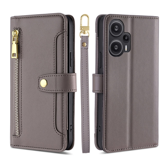 Estuche para teléfono de cuero con cremallera cruzada con textura de oveja, For vivo iQOO Z7x, For OPPO A55S 5G, For Realme GT Neo5 SE, For Xiaomi Redmi Note 12 Turbo, For Kyocera Digno SX3-KYG02, For Nokia C12, For Nokia C22, For Nokia C32            ...