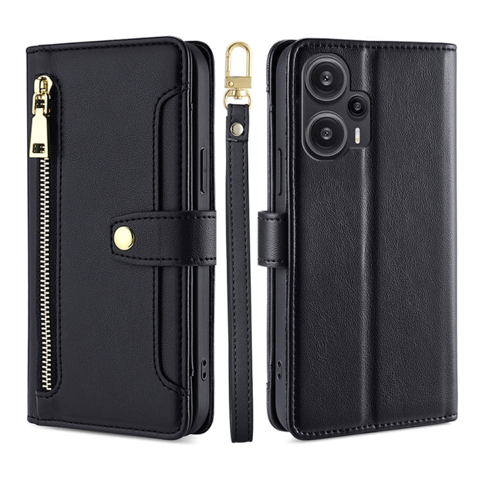 Estuche para teléfono de cuero con cremallera cruzada con textura de oveja, For vivo iQOO Z7x, For OPPO A55S 5G, For Realme GT Neo5 SE, For Xiaomi Redmi Note 12 Turbo, For Kyocera Digno SX3-KYG02, For Nokia C12, For Nokia C22, For Nokia C32            ...