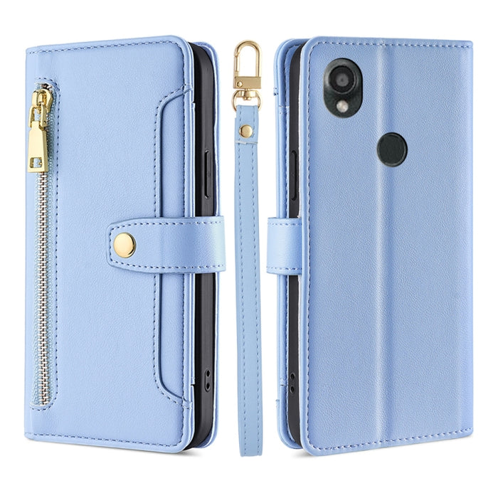 Estuche para teléfono de cuero con cremallera cruzada con textura de oveja, For vivo iQOO Z7x, For OPPO A55S 5G, For Realme GT Neo5 SE, For Xiaomi Redmi Note 12 Turbo, For Kyocera Digno SX3-KYG02, For Nokia C12, For Nokia C22, For Nokia C32            ...