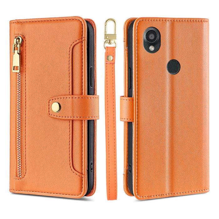 Estuche para teléfono de cuero con cremallera cruzada con textura de oveja, For vivo iQOO Z7x, For OPPO A55S 5G, For Realme GT Neo5 SE, For Xiaomi Redmi Note 12 Turbo, For Kyocera Digno SX3-KYG02, For Nokia C12, For Nokia C22, For Nokia C32            ...