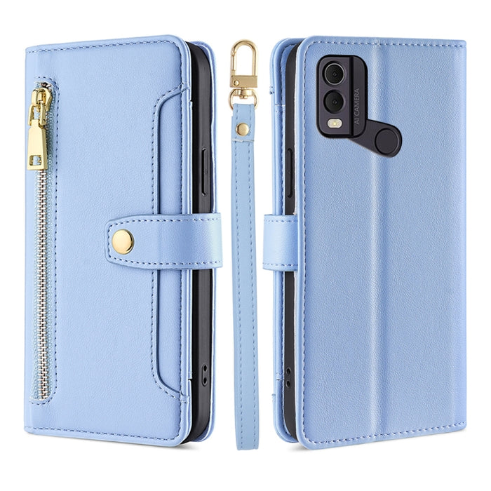 Estuche para teléfono de cuero con cremallera cruzada con textura de oveja, For vivo iQOO Z7x, For OPPO A55S 5G, For Realme GT Neo5 SE, For Xiaomi Redmi Note 12 Turbo, For Kyocera Digno SX3-KYG02, For Nokia C12, For Nokia C22, For Nokia C32            ...