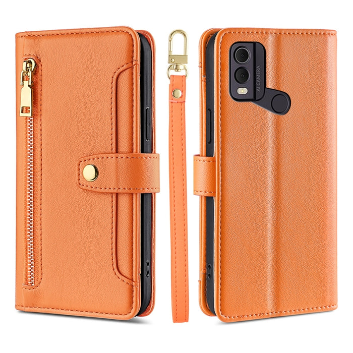 Estuche para teléfono de cuero con cremallera cruzada con textura de oveja, For vivo iQOO Z7x, For OPPO A55S 5G, For Realme GT Neo5 SE, For Xiaomi Redmi Note 12 Turbo, For Kyocera Digno SX3-KYG02, For Nokia C12, For Nokia C22, For Nokia C32            ...